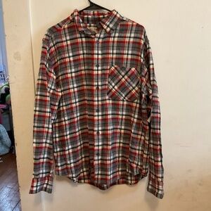 Woolrich Red, White & Gray Plaid Casual Button-Down Shirt